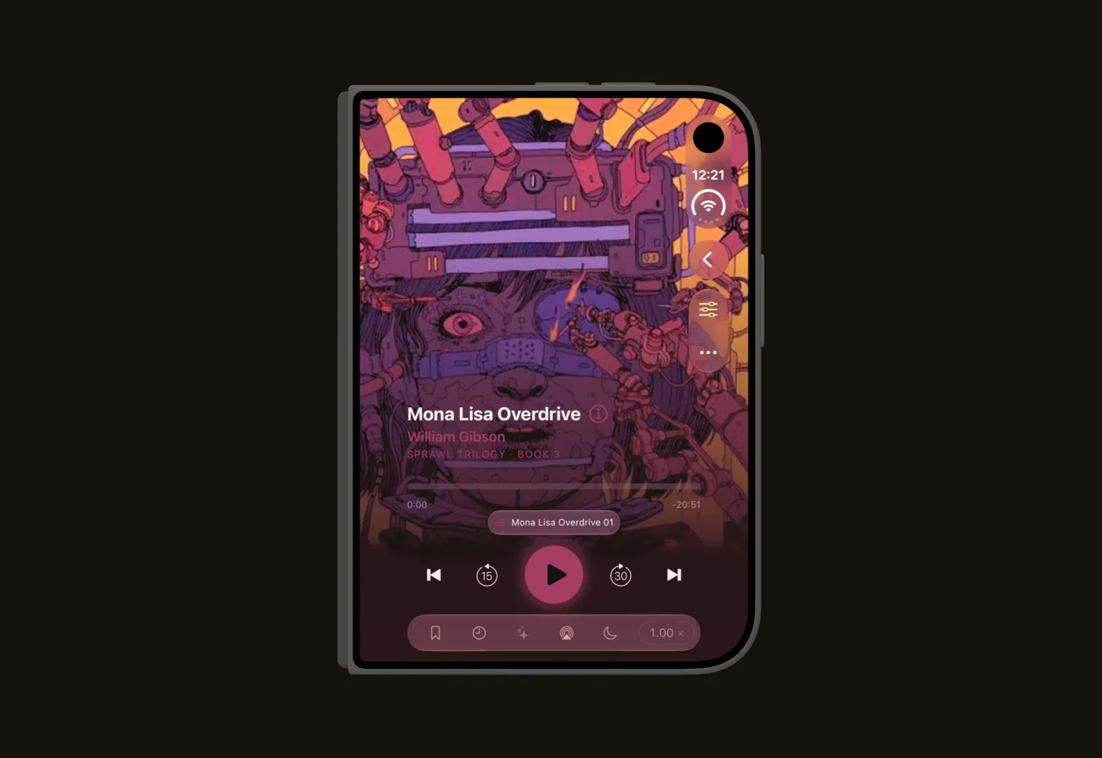 The player on an iPhone Duo held upright
