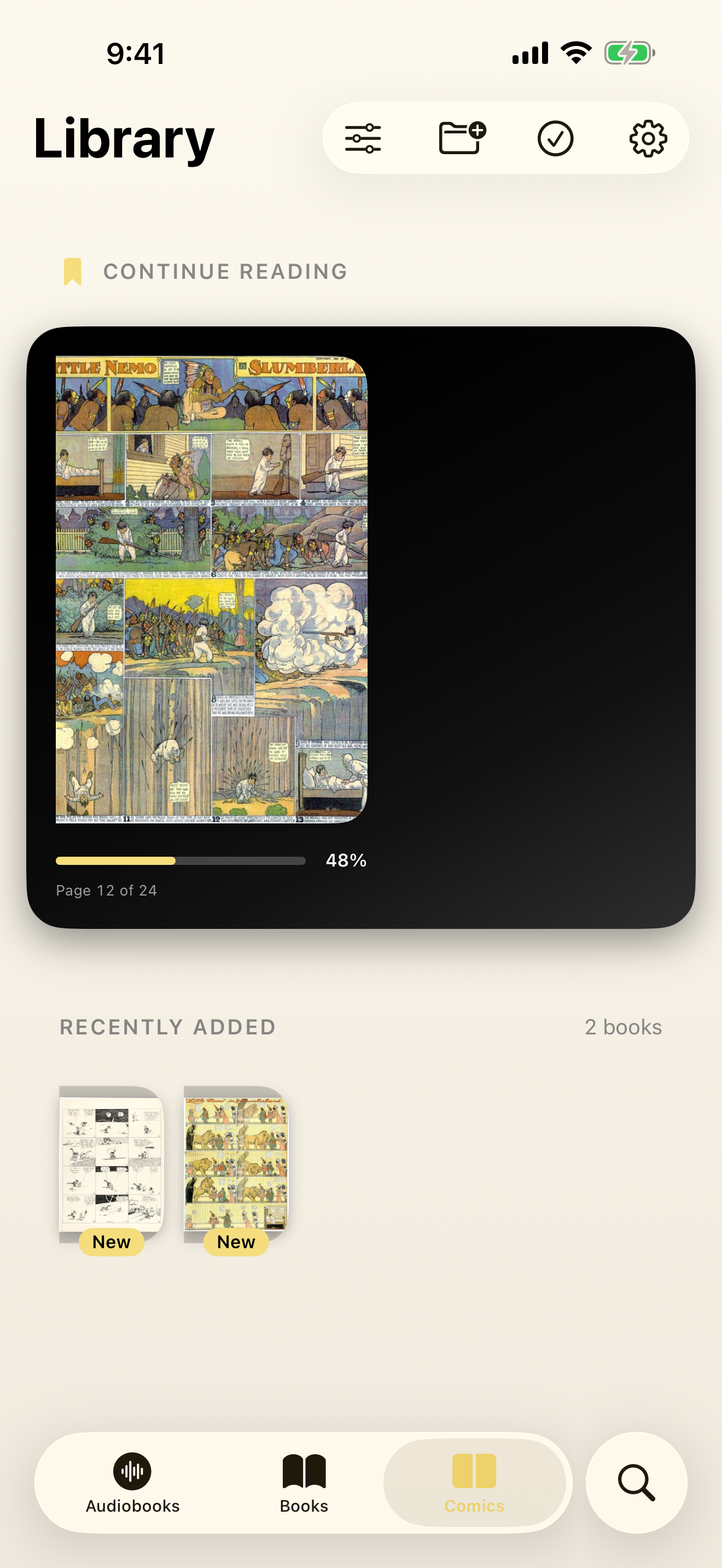 Comics tab in full colour