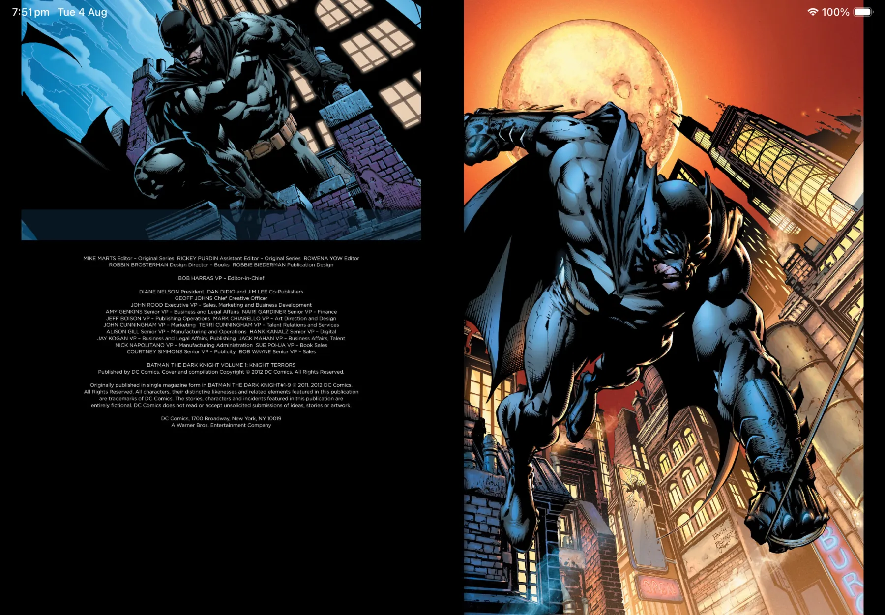 A two-page comic spread on iPad