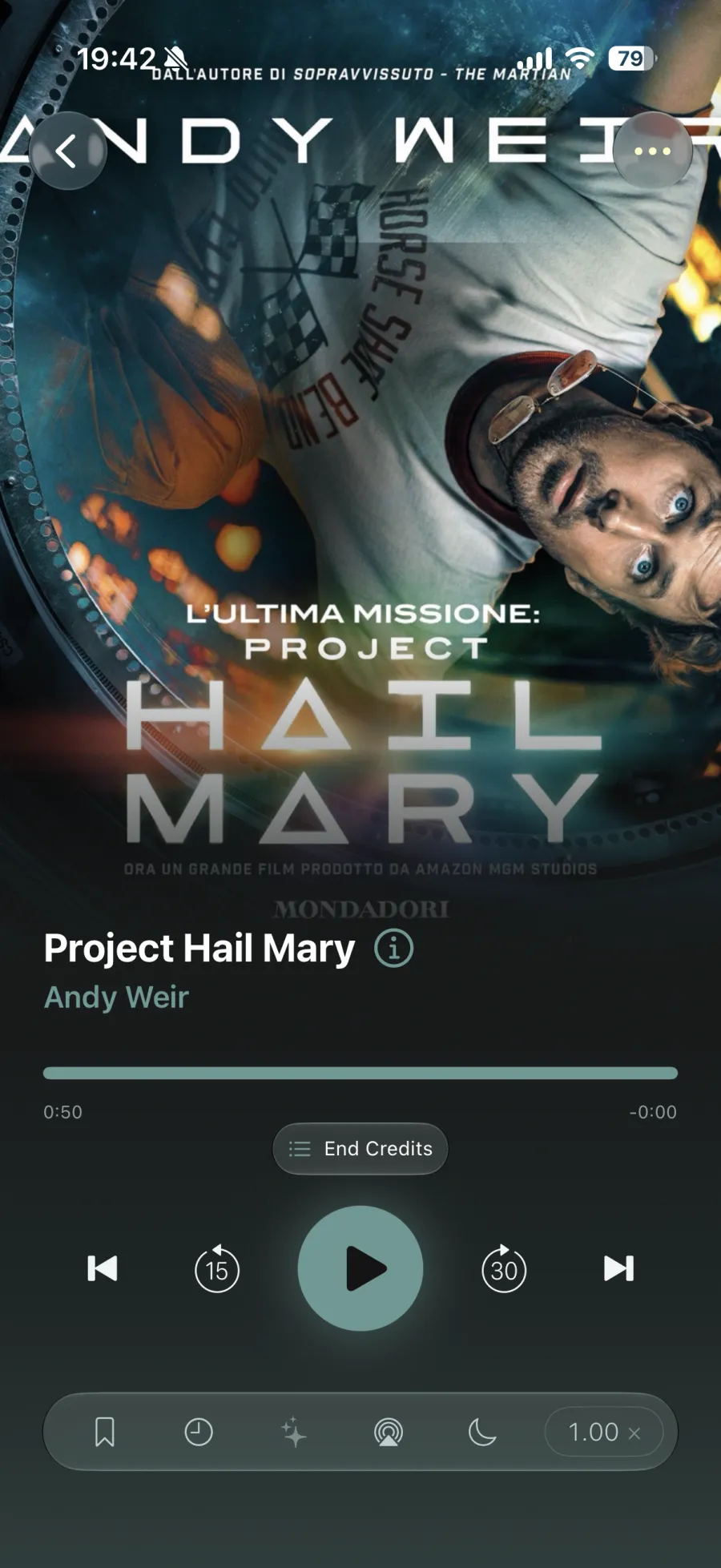 A book cover filling the whole player screen