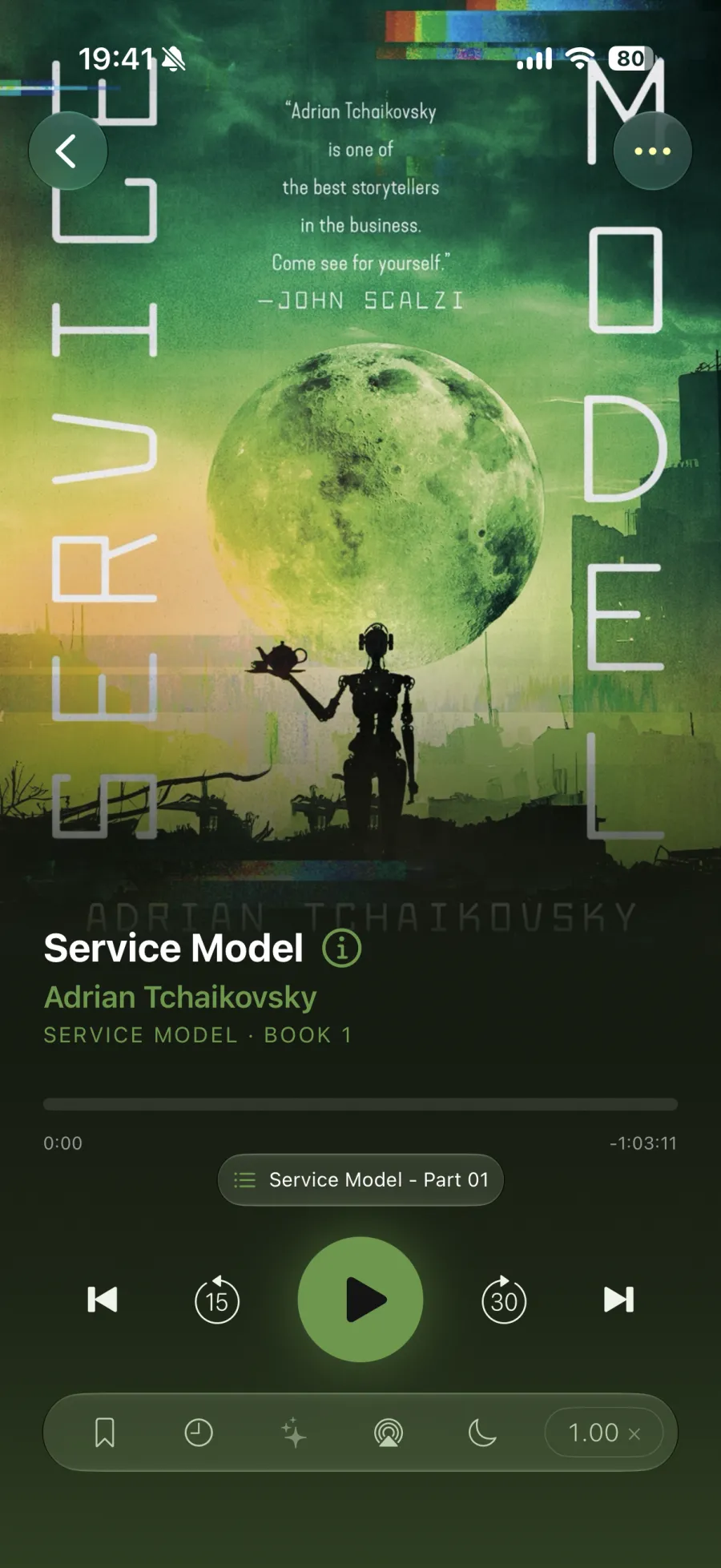 The player with controls tinted to match a green cover