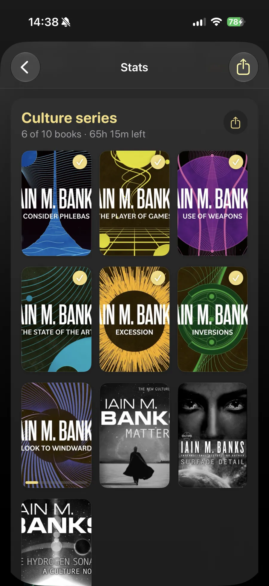 Progress through a book series, cover by cover